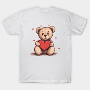 Cute Teddy Bear Hugging a Heart T-Shirt